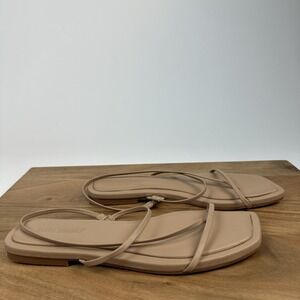 Womens Steve Madden Lynley Tan Faux Leather Strappy Thong Sandals Size 6.5 M GUC